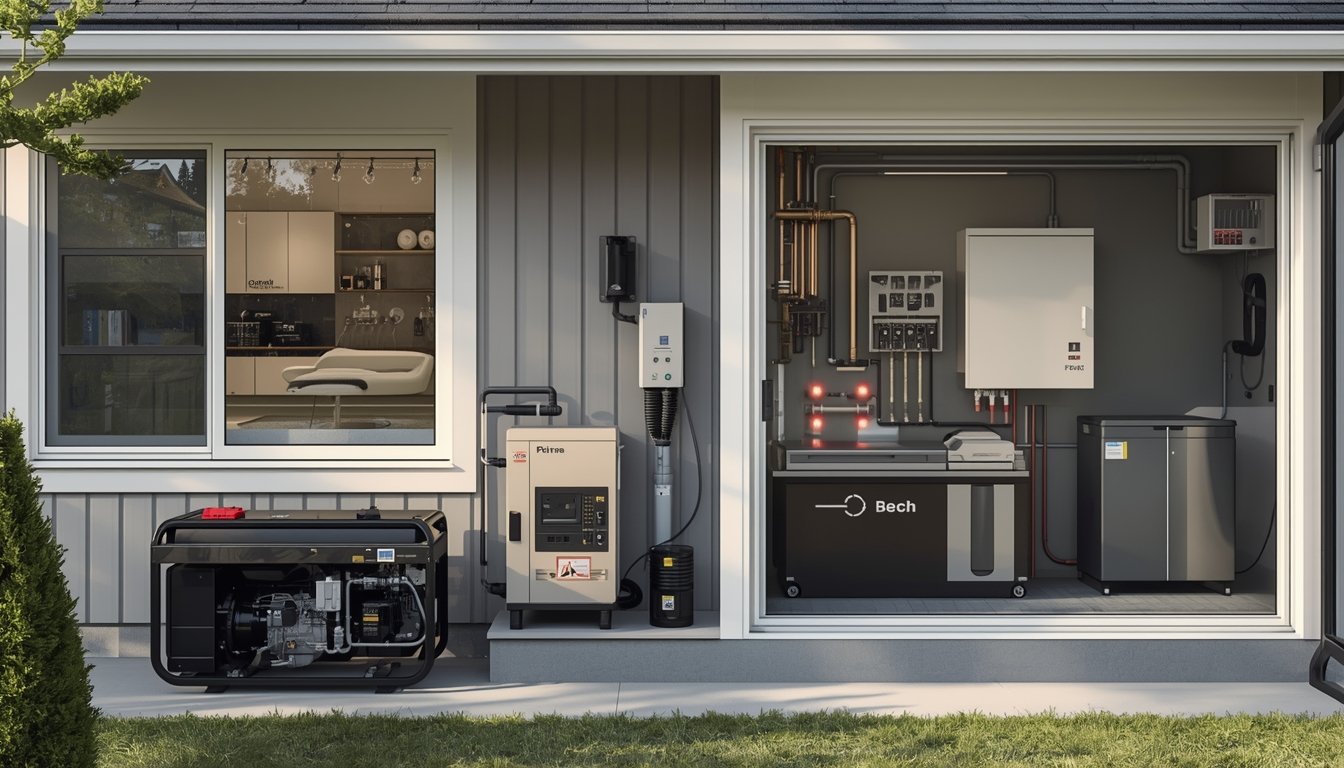 Rooftop solar panels connected to a home battery backup system