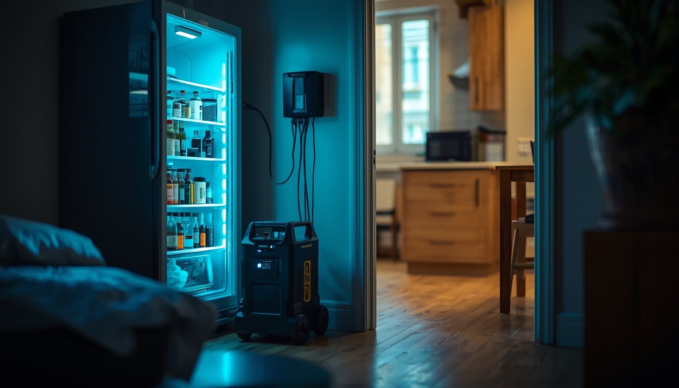 A home backup power setup connecting essential appliances electrical equipment and backup energy