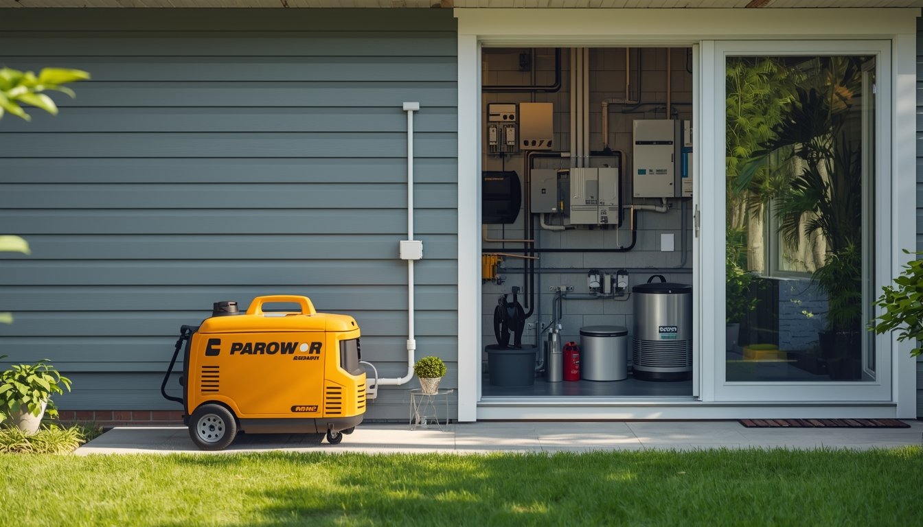 A practical home backup power setup showing essential appliances powered during an outage