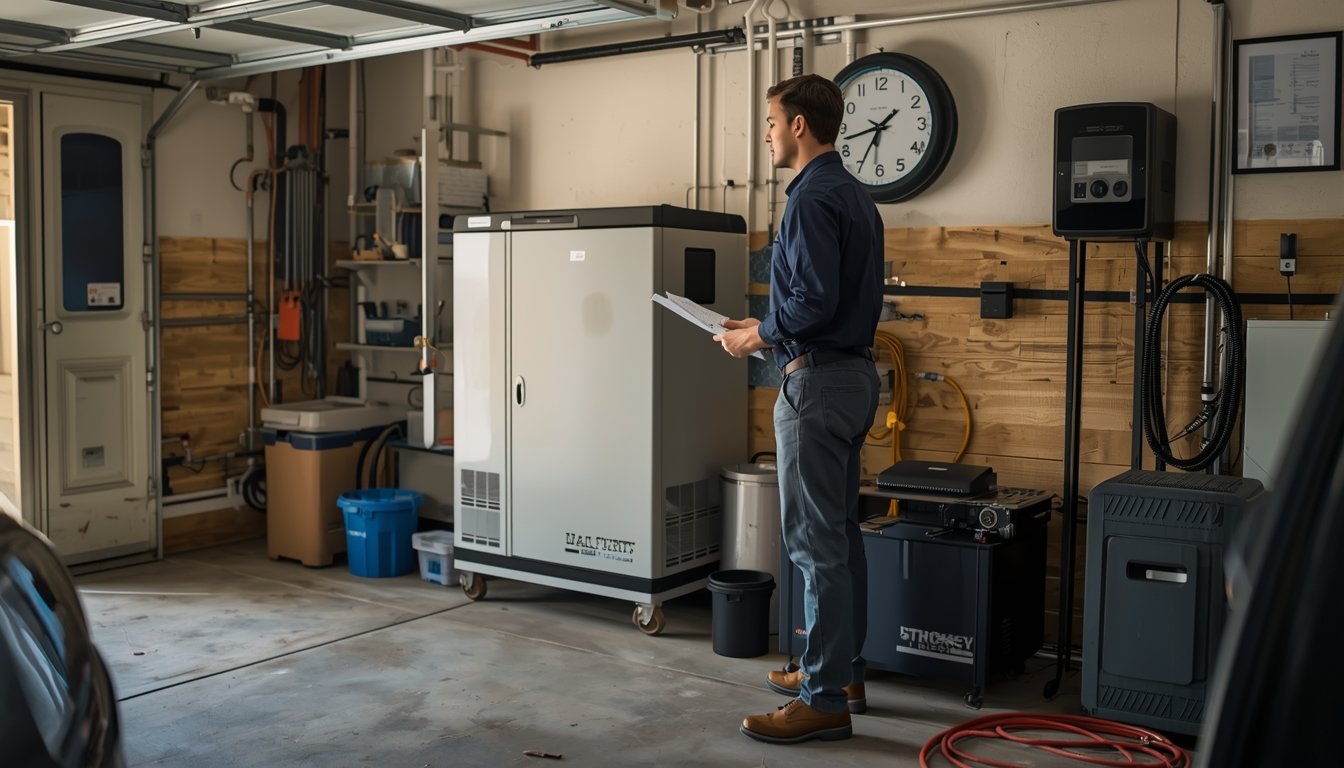 A safe outdoor generator setup prepared for responsible home backup power use