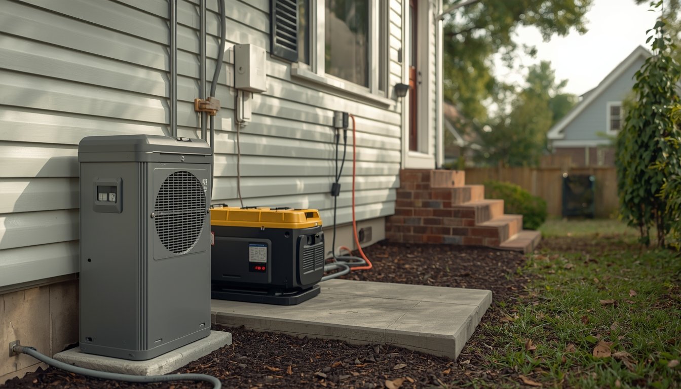 A home prepared for hurricane season with safe backup power equipment and emergency supplies