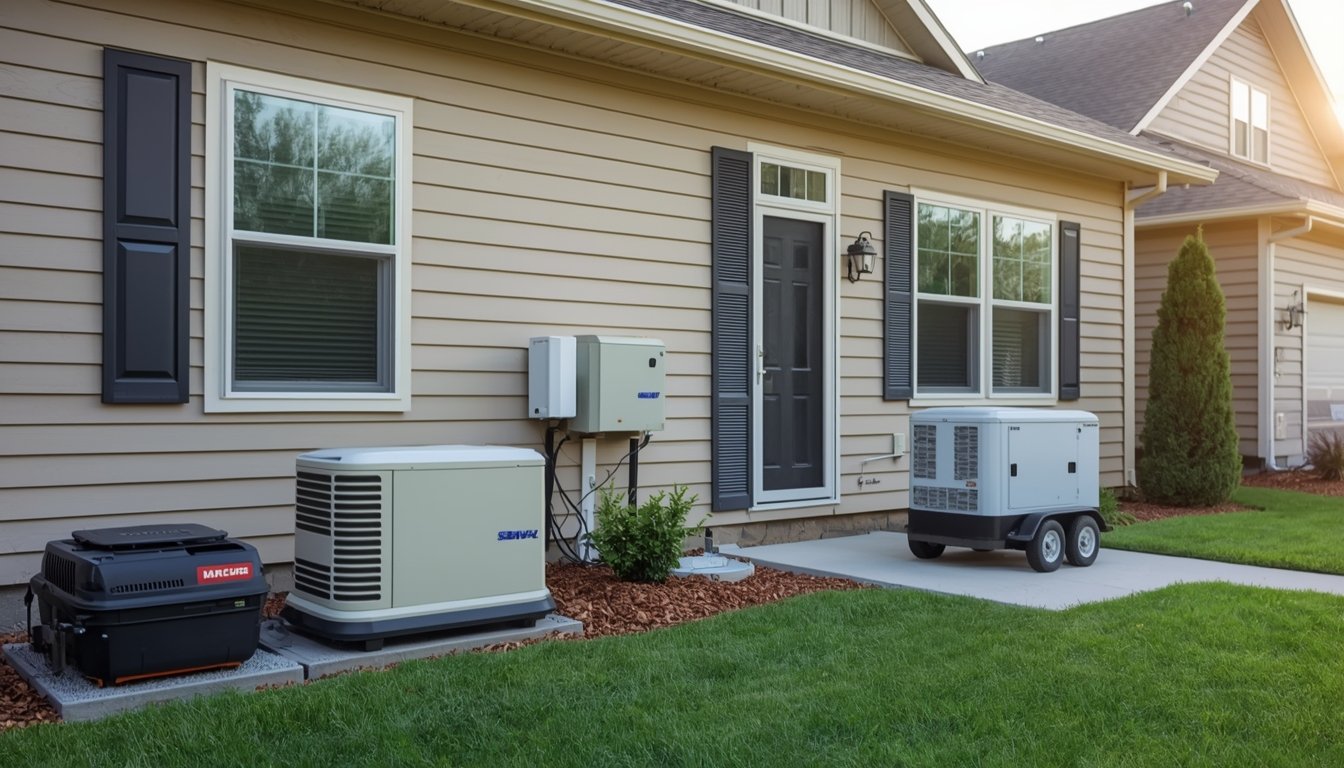 A standby generator outside a home ready for routine maintenance and inspection