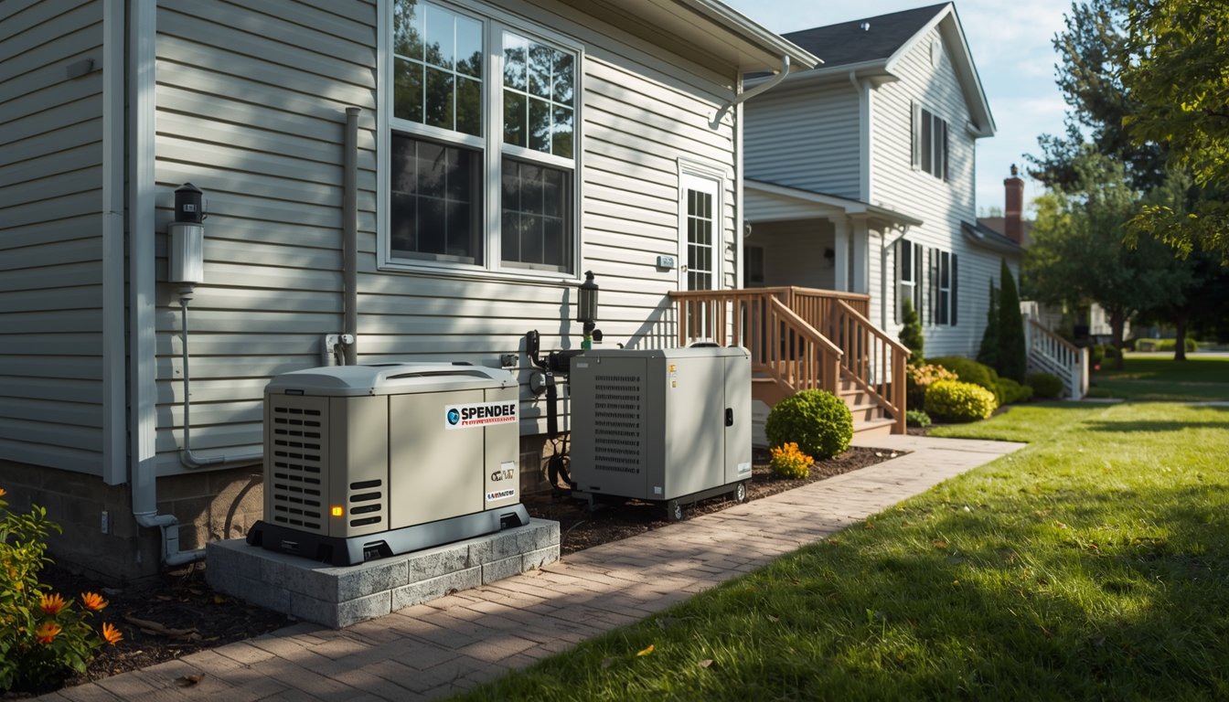 A home battery backup system and outdoor generator setup used for comparing backup power options